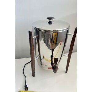 Regal K1330 Vintage 10-30 Cup Stainless Steel Coffee Maker MCM Wood Legs Urn